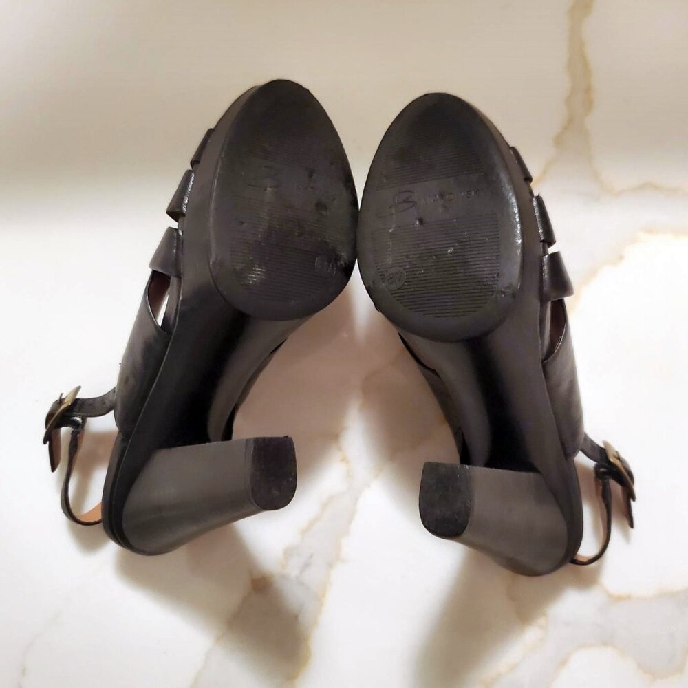 B. MAKOWSKY Nicole Leather Gladiator Strappy Heels Sandals Black Sz 8 EUC - Picture 7 of 8